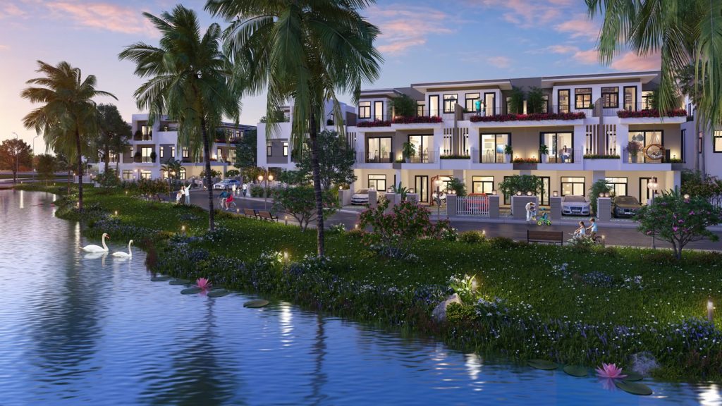 Mảng xanh chiếm phần lớn diện tích tại Thang Long Home Hưng Phú