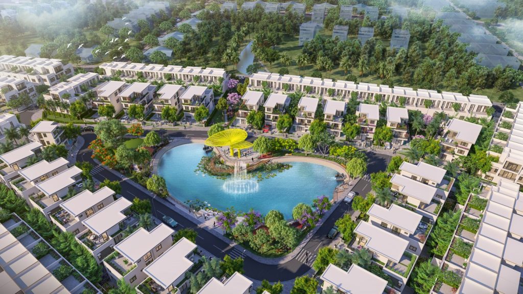 Mảng xanh chiếm đến 2/3 diện tích tại dự án Thăng Long Home Hưng Phú